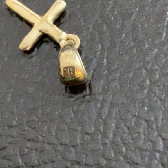 14k Solid Gold Mini Diamond Cross Pendant - Picture 10 of 10